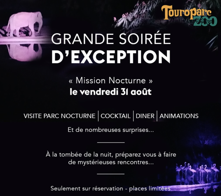 Touroparc.Zoo : nocturne le 31 août 2018