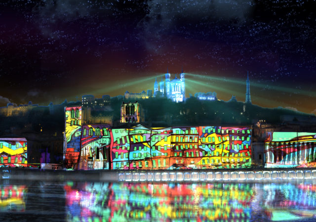 Fête des Lumières 2018 à Lyon : colline de Fourvière
