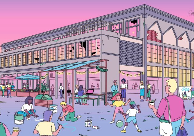 La Cité des Halles à Lyon, bar en plein air