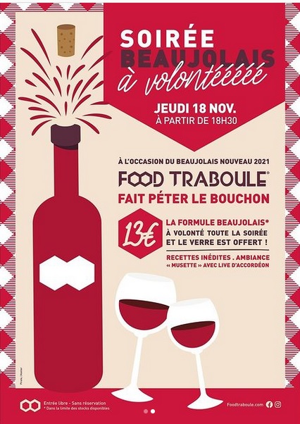 Une soirée Beaujolais à volonté ce jeudi 18 novembre dans le Vieux-Lyon chez Food Traboule