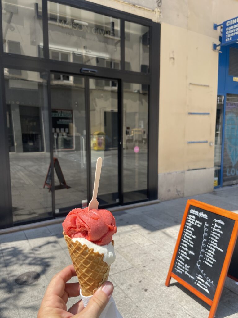 Maison Givrée rue Victor Hugo, nouveau glacier à Lyon : sorbet à la fraise